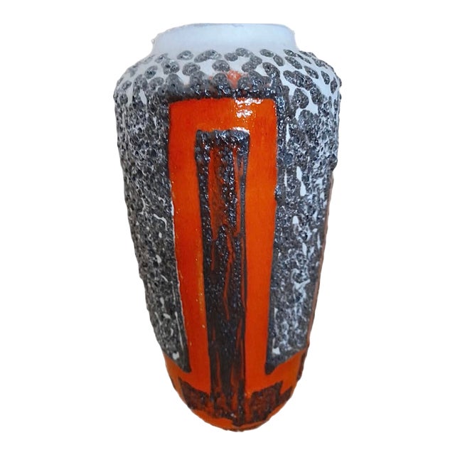 60s Huge 1.5 Ft Schuerich Brutalist Geometric Fat Lava Floor Vase Umbrella Walking Stick Holder Germany For Sale