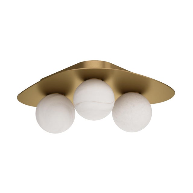 Contemporary Rhoads Triangular Flush Mount, Natural Brass For Sale - Image 3 of 7