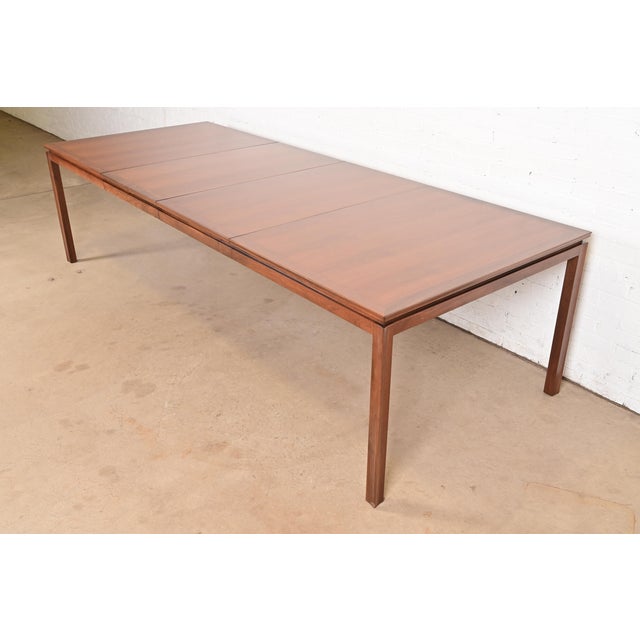 Edward Wormley for Dunbar Mid-Century Modern Walnut Extension Dining Table, Newly Refinished For Sale - Image 14 of 14