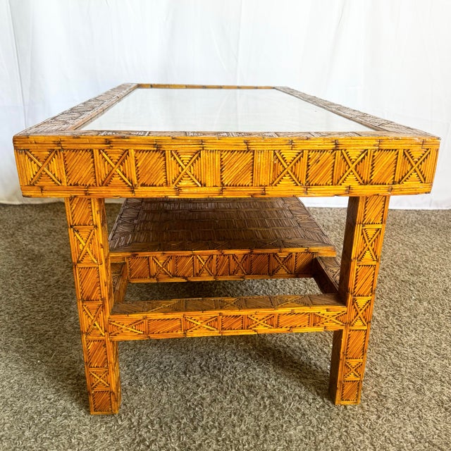 Brown Boho Chic Burnt Match Stick Folk Art Coffee Table For Sale - Image 8 of 11