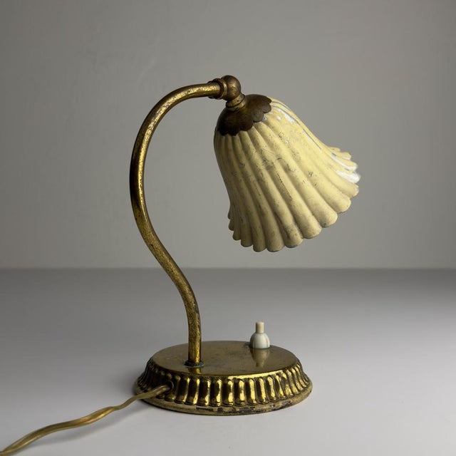 Small Vintage Metal Tulip Table Lamp, Italy, 1950s For Sale - Image 6 of 17