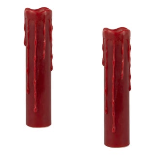 Red LED Dripping Wax Designer Candle with Remote (Set of 2) For Sale