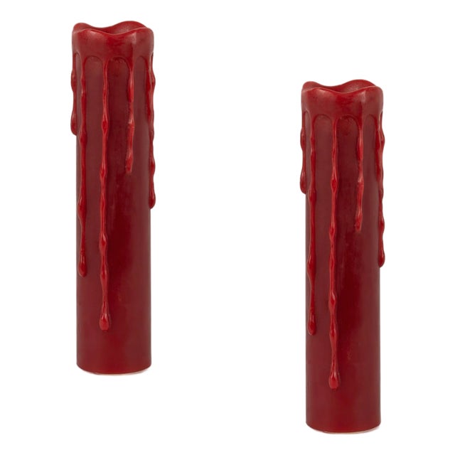 Red LED Dripping Wax Designer Candle with Remote (Set of 2) For Sale
