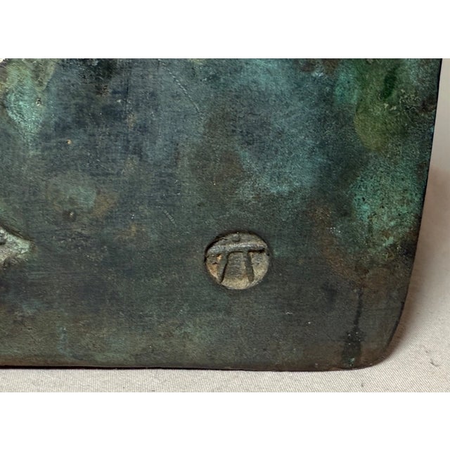 Share Large Antique Patinated Bronze Modernist Sculpture Figural Fish Dresser Box For Sale - Image 12 of 16