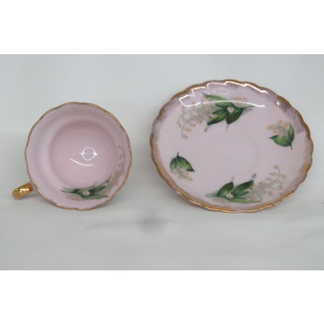 Vintage Teacup and Saucer Set With Lilies of the Valley 4509b For Sale - Image 4 of 10