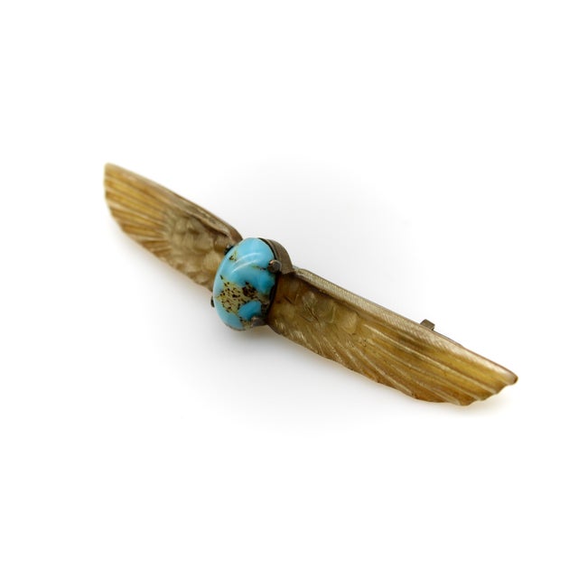 1910s Art Nouveau Georges Pierre Egyptian Revival Scarab Brooch For Sale - Image 4 of 7