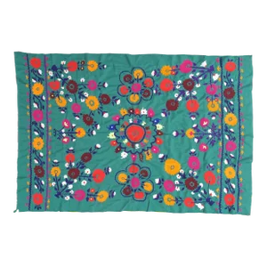 Late 20th Century Suzani Style Textile, Floral Earthy Tone, Colorful and Vibrant