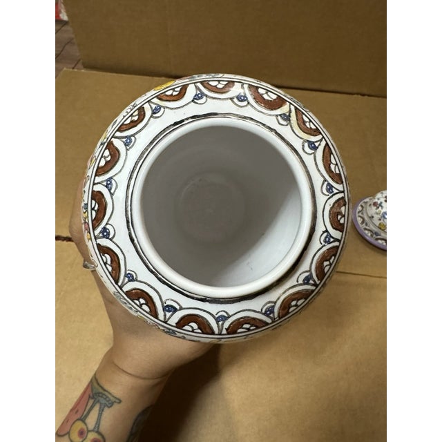 1990s Vintage Berardos Portugal Hand Painted Ginger Jar For Sale - Image 5 of 5