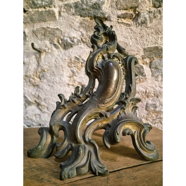 Metal Antique French Bronze Andirons, 1900, Set of 2 For Sale - Image 7 of 16