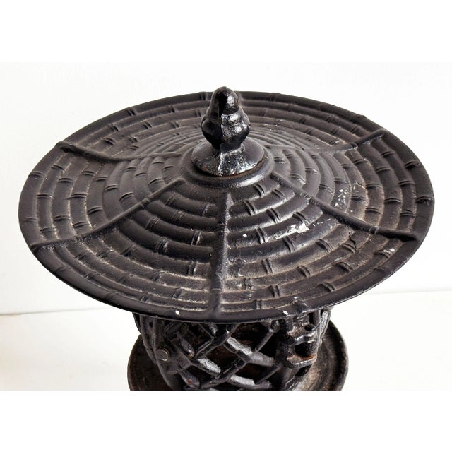Mid 20th Century Large Vintage Japanese Cast Iron Pagoda Lantern for Indoor or Outdoors For Sale - Image 5 of 6