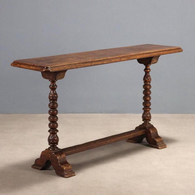Console in Poplar-Stained Walnut For Sale - Image 9 of 9