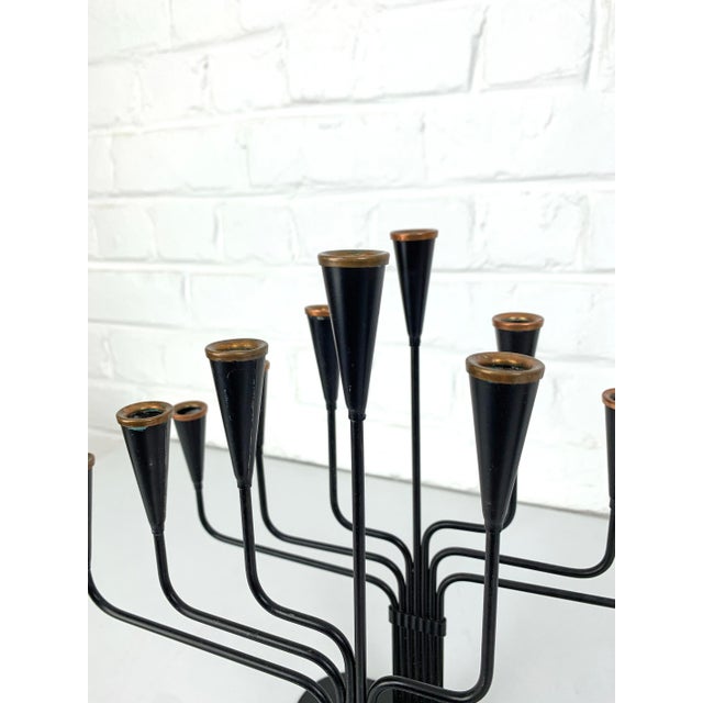 Mid-Century Modern Seven-Arm Candelabras by Gunnar Ander for Ystad Metall, Sweden, 1950s, Set of 2 For Sale - Image 3 of 13