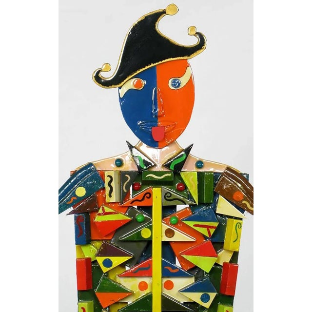 Folk Art Signed Colorful Folk Art Lifesize Jester Sculpture For Sale - Image 3 of 8