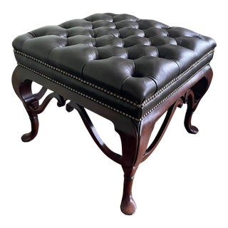 Late 20th Century Leather Tufted Ottoman by William Switzer For Sale