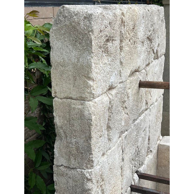 Le Chaux Hand Carved and Distressed Limestone Block Fountain From the South of France For Sale - Image 10 of 12