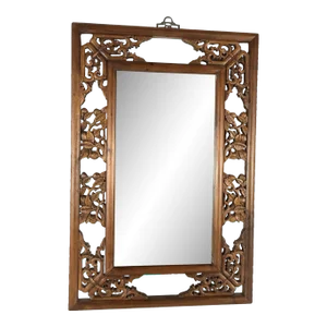 Small Late 20th Century Bevel Mirror in a Chinese Frame With Ornate Carving