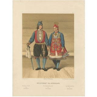 Saetersdalen Couple in Wedding Dress, 1800s, Paper For Sale