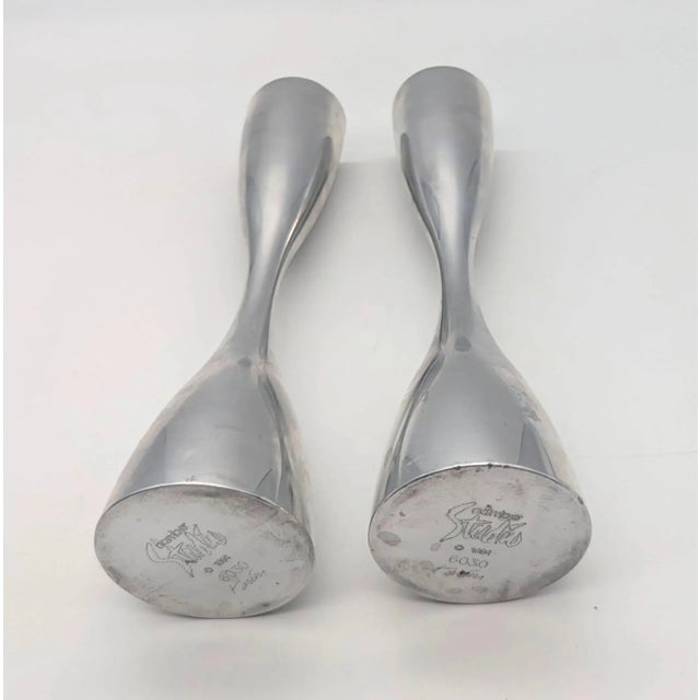 Mid-Century Modern 1990s Nambé Karim Rashid Alloy #6030 Candle Holders, a Pair For Sale - Image 3 of 10