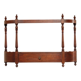 1940s Regency Style Mahogany One-Drawer Hanging Wall Shelf For Sale