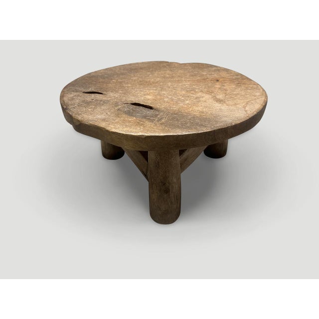 Contemporary Antique Teak Wood Side Table or Stool For Sale - Image 3 of 5