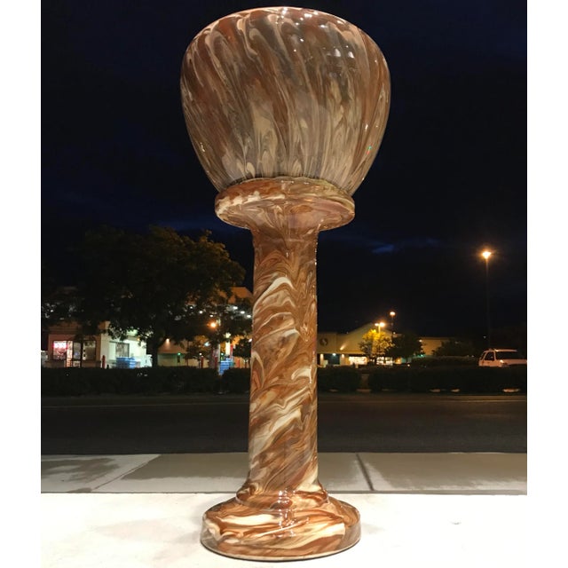 Art Nouveau Antique Weller Pottery Marbleized Jardinière & Pedestal For Sale - Image 3 of 13