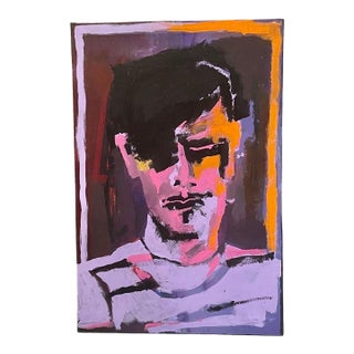 Abstract Male Portrait Painting by Artist Don Sheraer For Sale