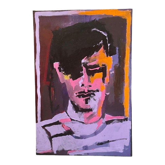 Original Abstract Male Portrait Painting by Don Shearer, 30" X 20" For Sale