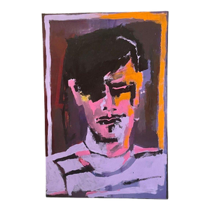 Original Abstract Male Portrait Painting by Don Shearer, 30" X 20"