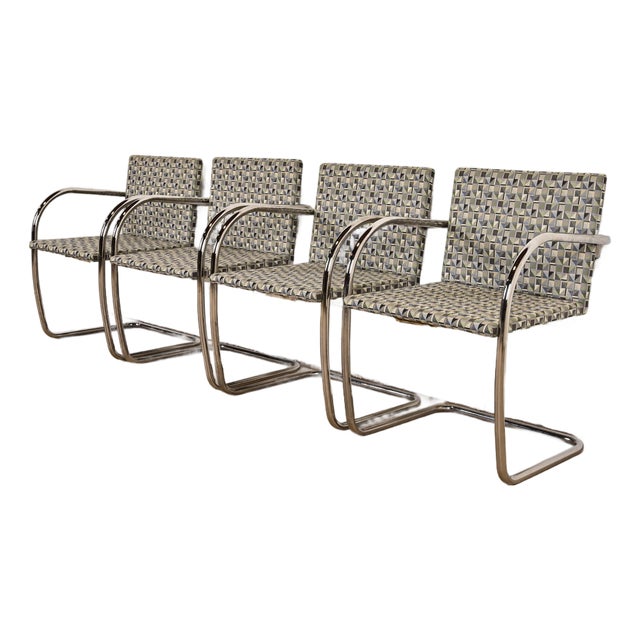 Mies Van Der Rohe for Knoll Chrome Brno Chairs, Set of Four For Sale