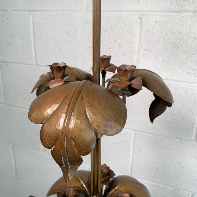 Brass Early 20th Century Arts & Crafts Brass Rose Stem Table Lamp For Sale - Image 8 of 10