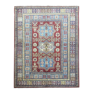 Hand-Knotted Kazak Design Rug 3'11" X 5'11"