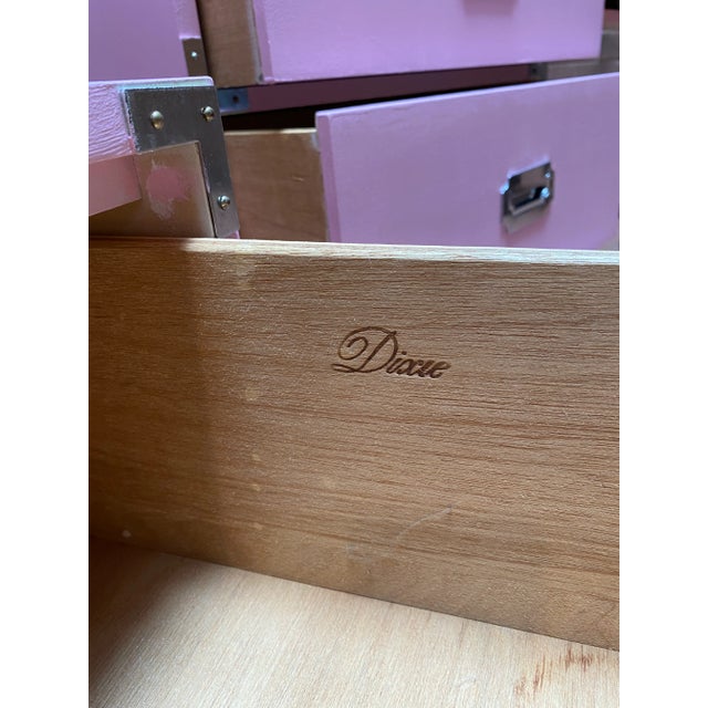 Metal Dixie Furniture Pink Campaign Campaigner Nightstand 1970s For Sale - Image 7 of 10