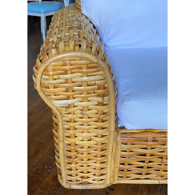 Wood Ralph Lauren Woven Rattan and Bamboo Sofa For Sale - Image 7 of 13