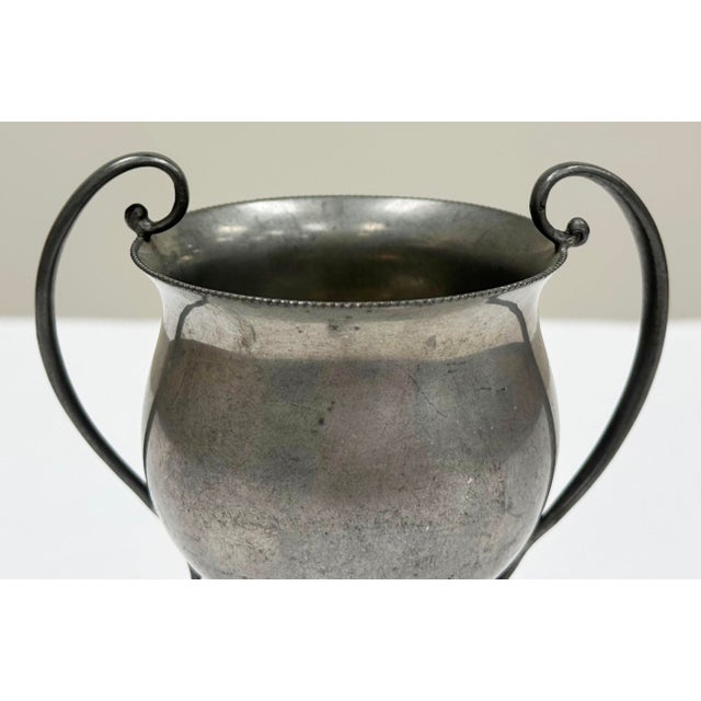 Metal Vintage Petite Pewter Trophy Vase For Sale - Image 7 of 9