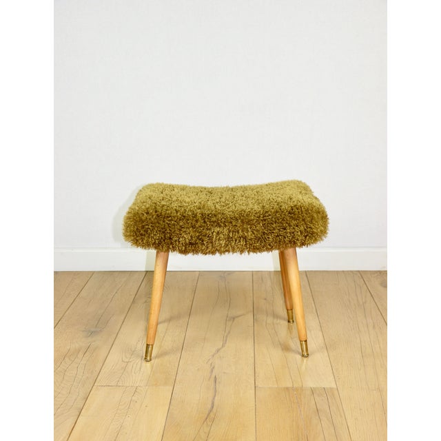 Vintage Stool with Golded Beech Legs, 1970s For Sale - Image 4 of 10