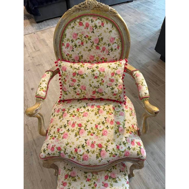 Step into instant, curated luxury with this spectacular vintage French Provincial armchair. Perfectly styled to bring a...