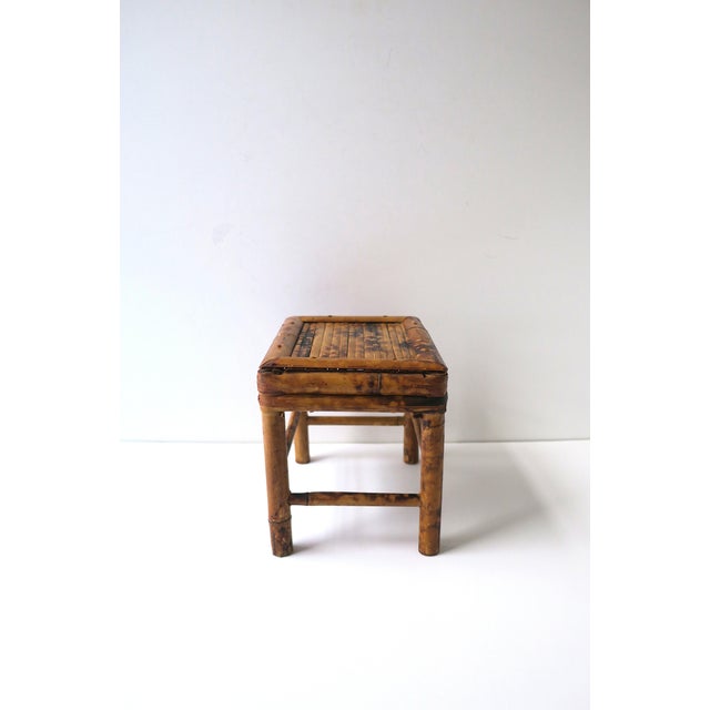 Wicker Bamboo Stool Plant Drink Stand, Small For Sale - Image 11 of 13