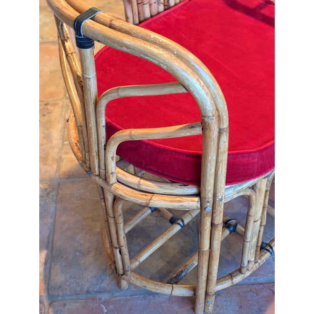 Wood Mid-Century Rattan Chippendale Style Telephone Bench For Sale - Image 7 of 17