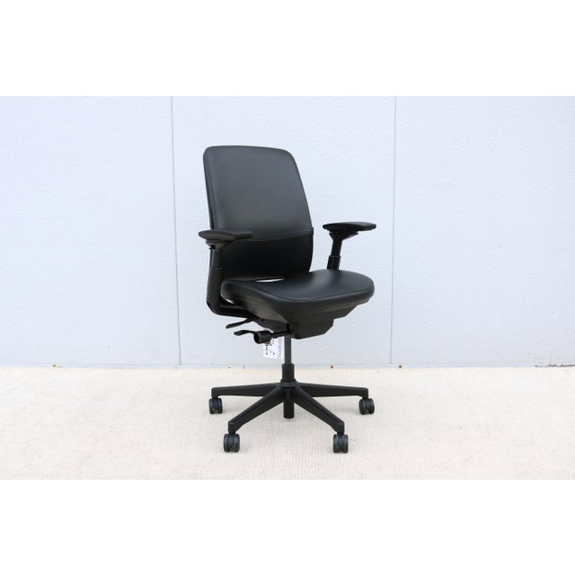 Steelcase Steelcase New Amia Executive Ergonomic Office Chair Black Vinyl Fully Adjustable For Sale - Image 4 of 18