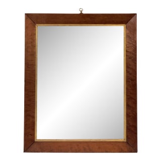 English Rectangular Mirror With Maple and Giltwood Frame (H 20 7/8 X W 16 3/4) For Sale