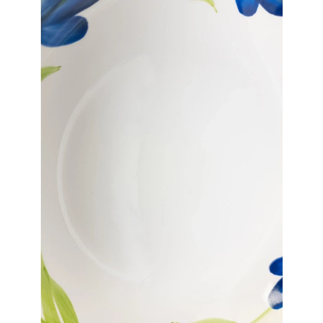 Late 20th Century Dansk Verona Dinner Cereal Bowls - Green Leaves/Blue Flowers 9.75" Set of (5) For Sale - Image 5 of 10