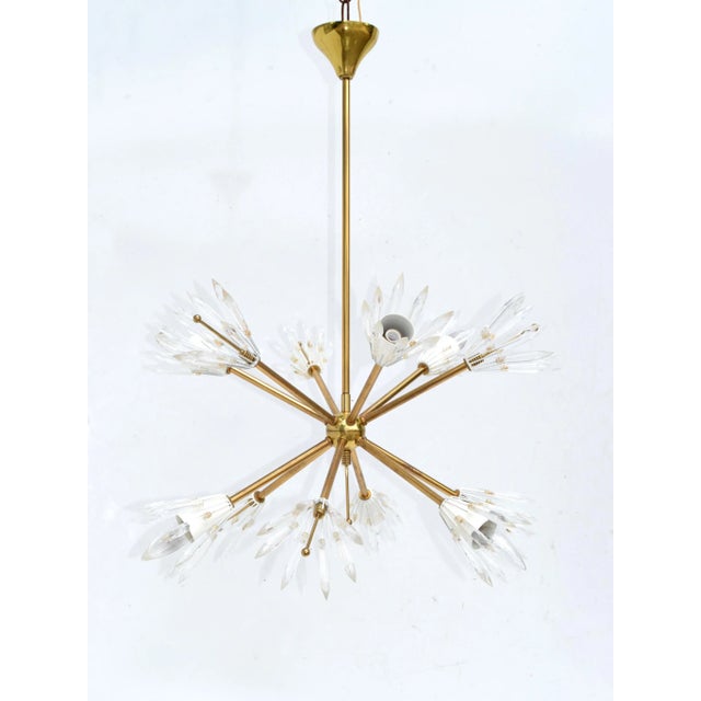 Emil Stejnar Austria Six Light Brass Blown Glass Flush Mount Sputnik Orbit, 1950 For Sale - Image 13 of 13