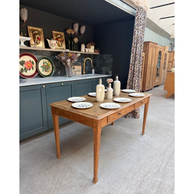 1940s Vintage Farmhouse Table in Oak, 1940s For Sale - Image 5 of 14