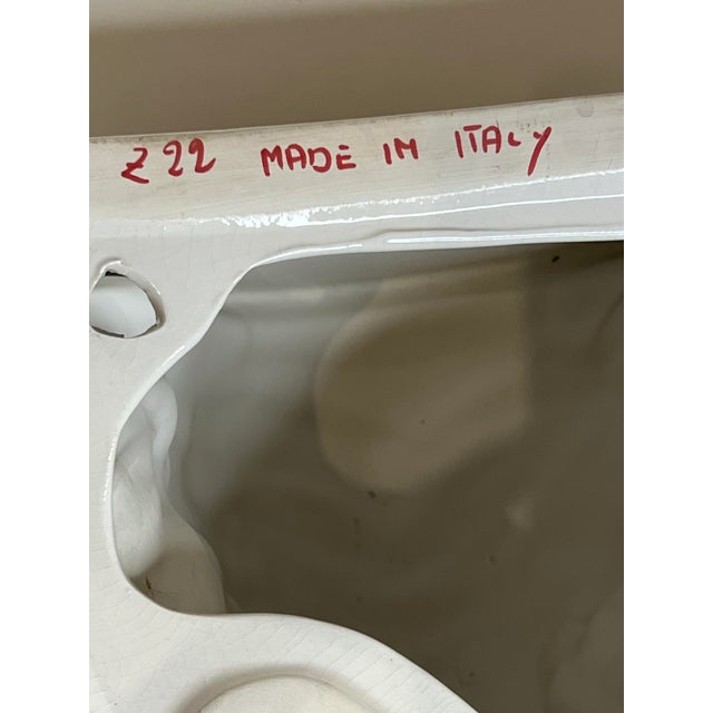 Ceramic Vintage Italian Palm Beach Chinoiserie White Glazed Elephant Wall Brackets a Pair For Sale - Image 7 of 7