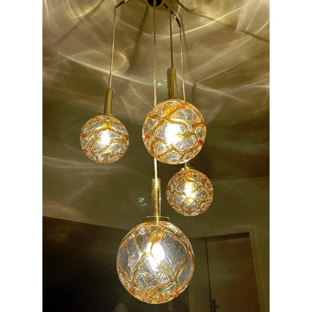 Vintage Glass Pendant Light from Doria Leuchten, 1970s For Sale - Image 4 of 14