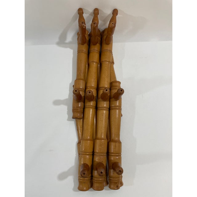 1950s Expandable Bulgarian Faux Bamboo Wooden Coat and Hat Rack For Sale - Image 15 of 18