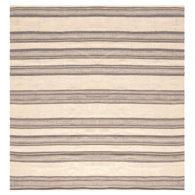Modern Striped Flat-Weave Wool Rug by Doris Leslie Blau For Sale