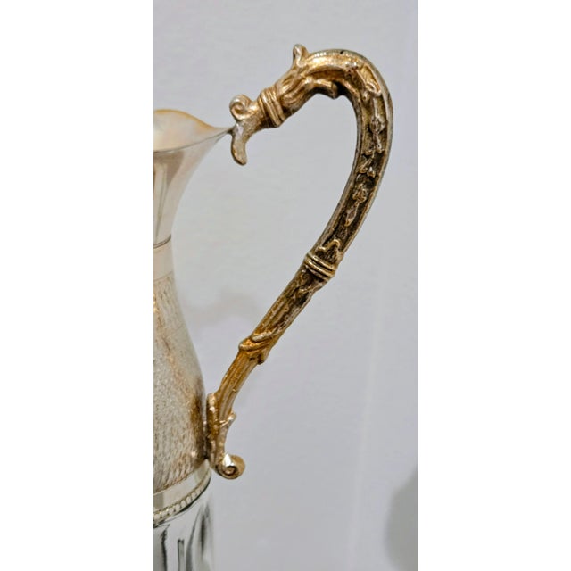Metal Elegant Italian Silver-Plated & Glass Pitcher – Vintage Made in Italy For Sale - Image 7 of 8