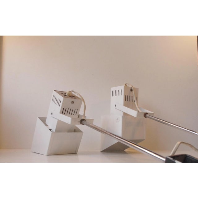 Danish Modernist Adjustable White Wall Lamps, 1970, Set of 2 For Sale - Image 4 of 10