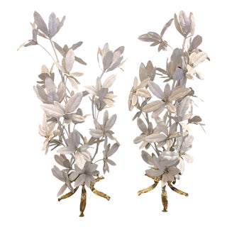 White Flowers Floor Lamps by Hans Kögl, Set of 2 For Sale